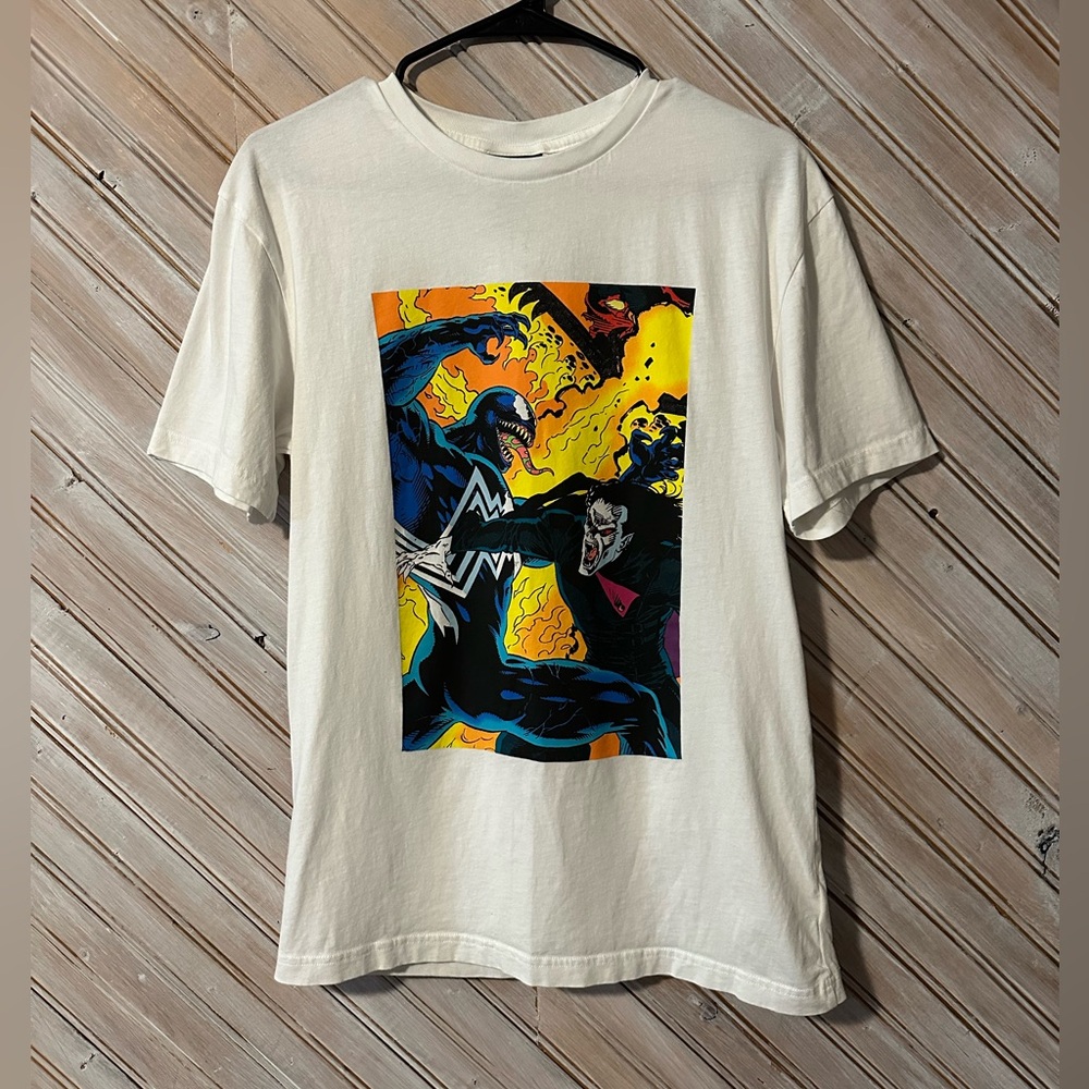 Marvel Venom & Morbius Comic Book T-Shirt Vibrant Graphic Flames